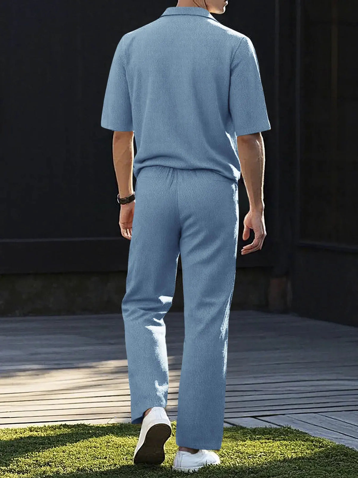 Men's Full Size Short Sleeve Top and Pants Set Plus Size by Trendsi