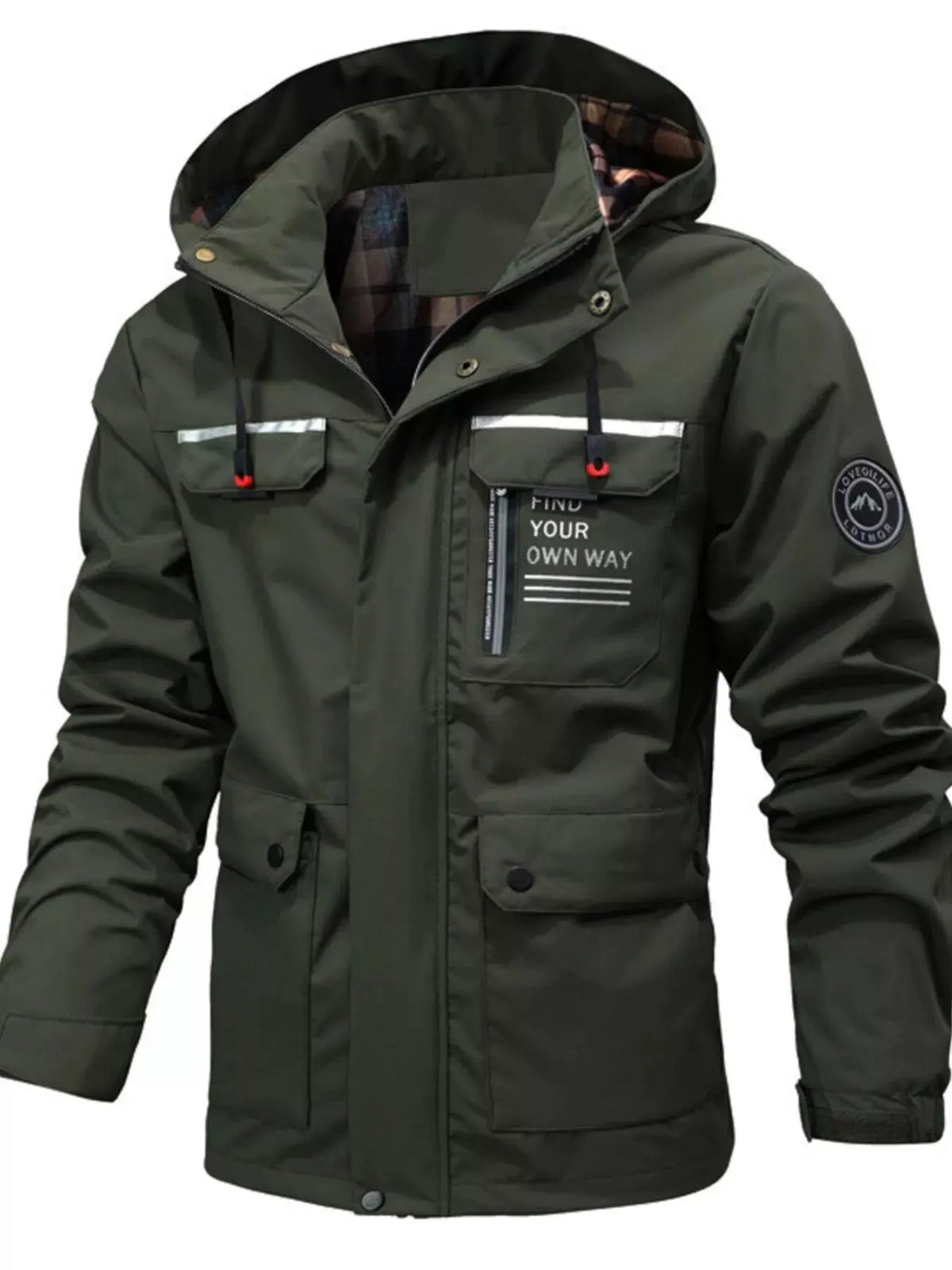 Men's Plus Size Hooded Outdoor Windproof Coat by Partner Label