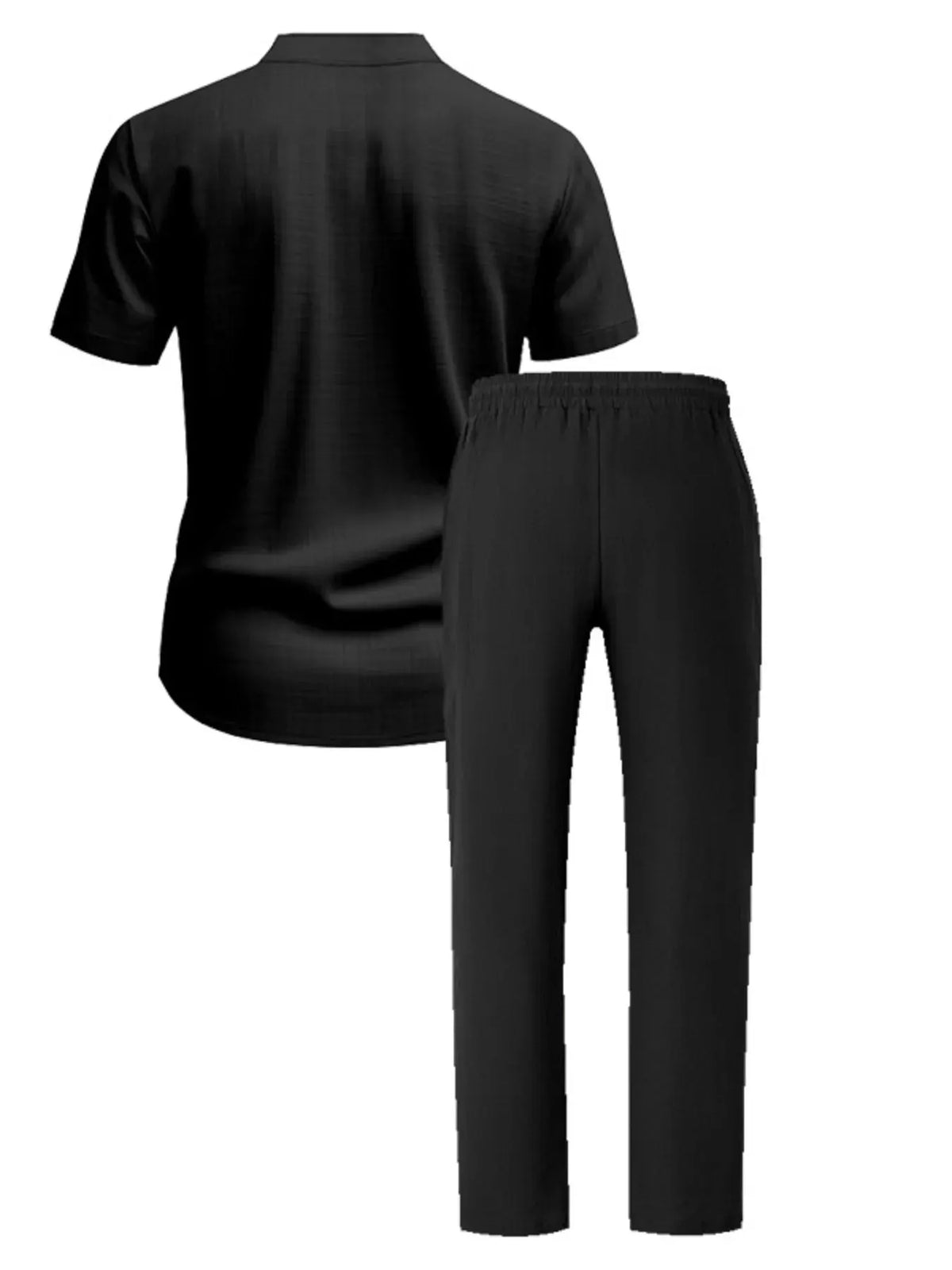 Men's Full Size Casual Button Up Short Sleeve Shirt and Pants Set Plus Size by Trendsi