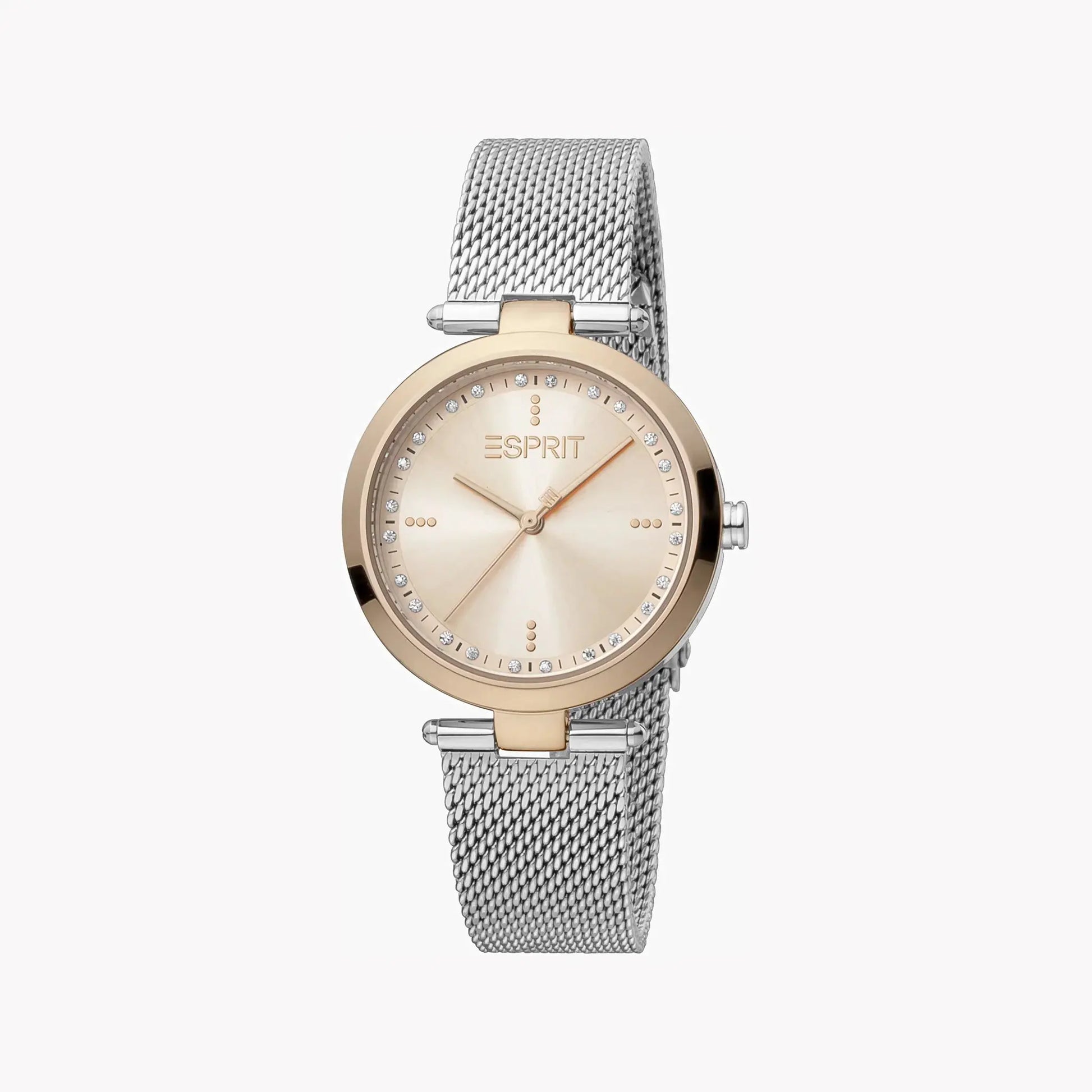 Esprit Women's Rose Gold Dial Watch, Silver Band | Es1l007m0025 by ESPRIT