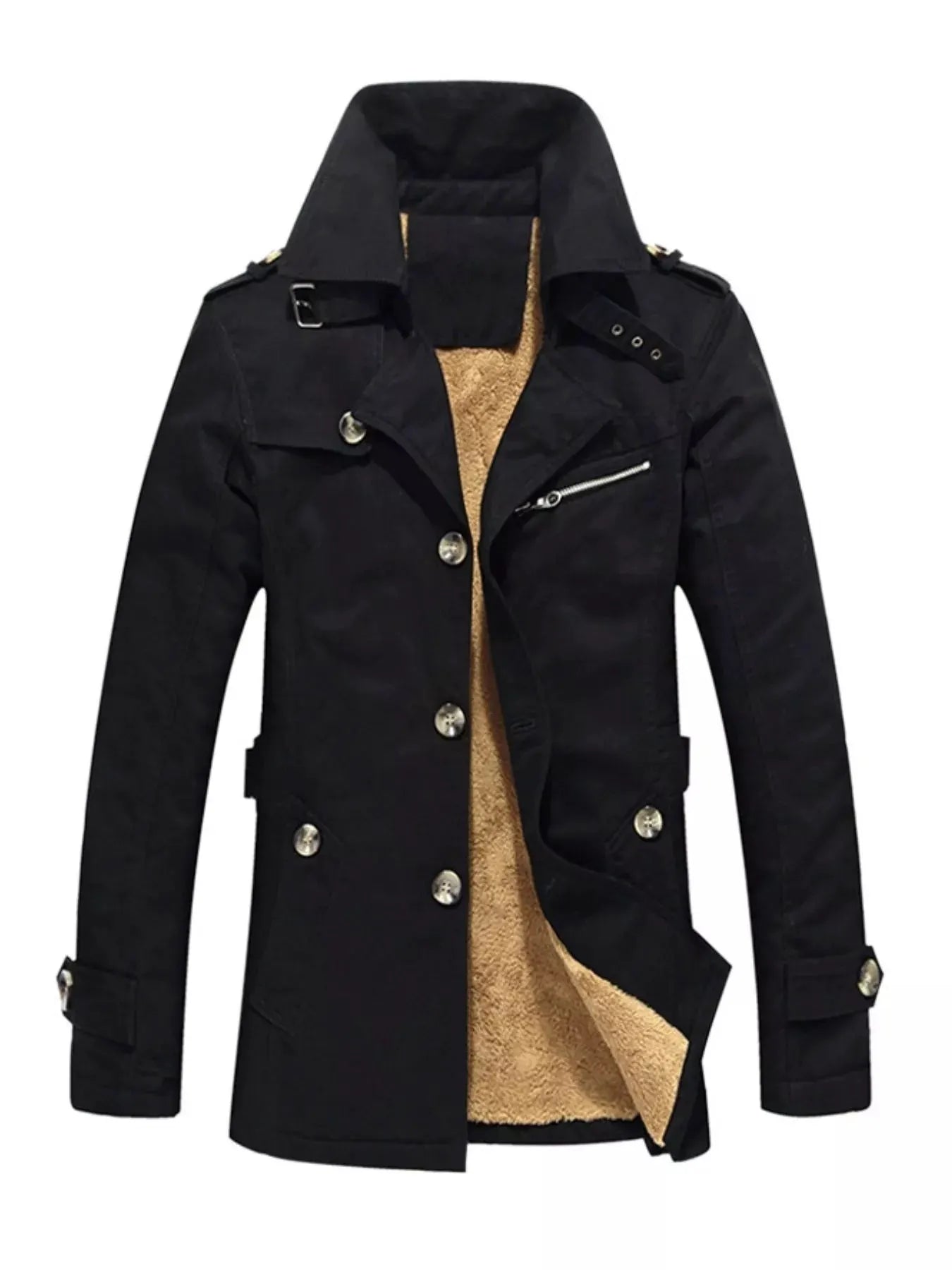 Men’s Plus Size Button Up Long Sleeve Coat | Partner Labels Selection by Partner Label