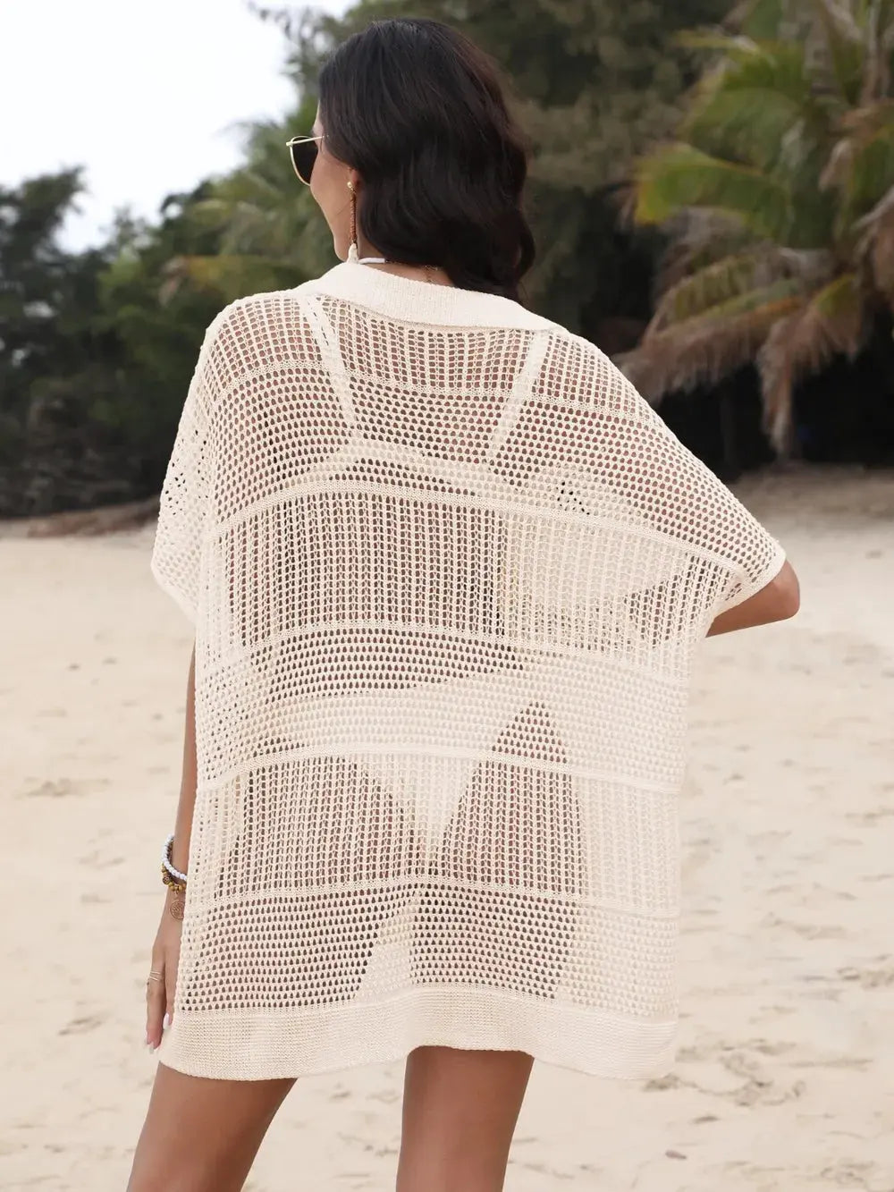 Hollow Out Collared Neck Cover-Up by Partner Labels