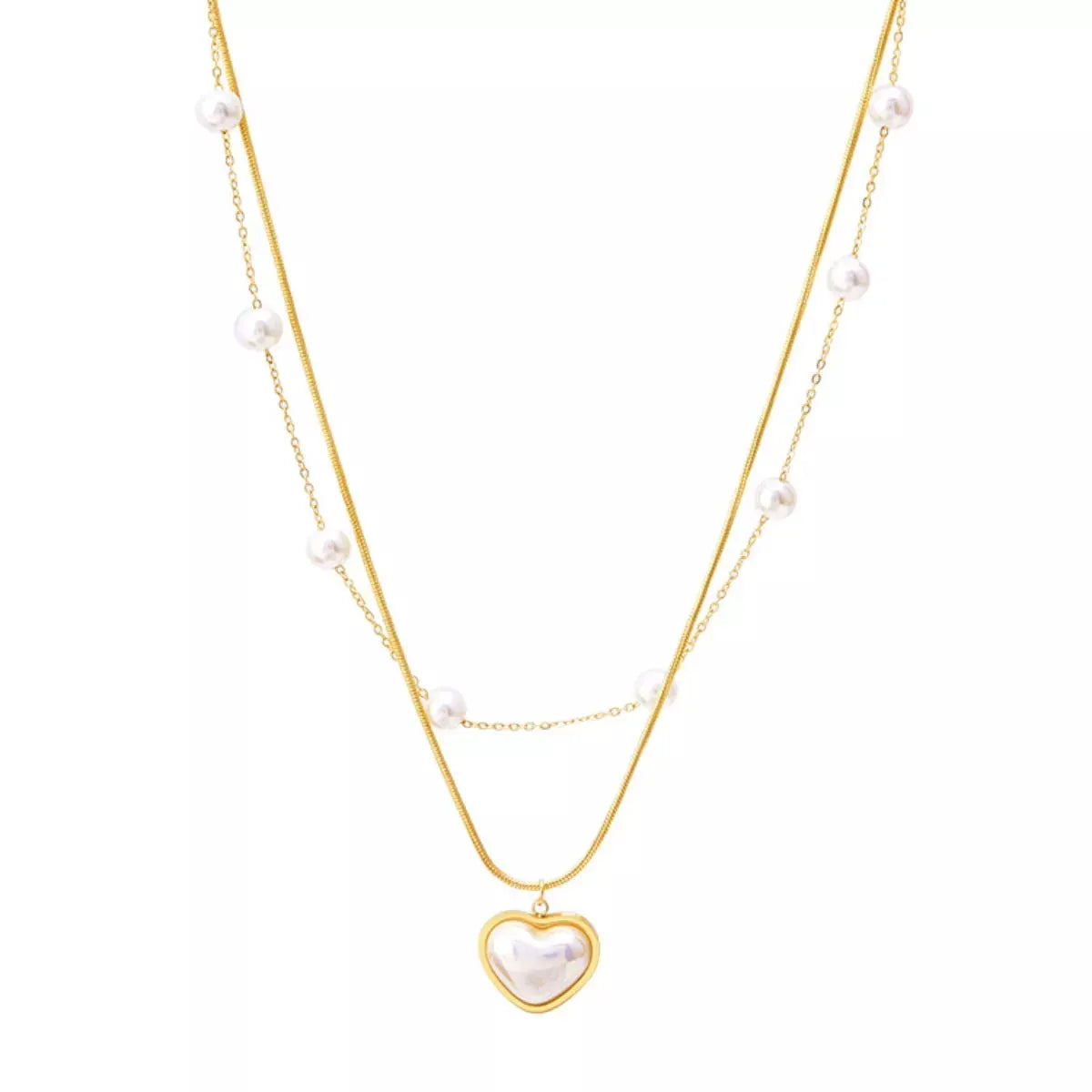 18K Gold-Plated Double Layered Heart Necklace by Partner Labels