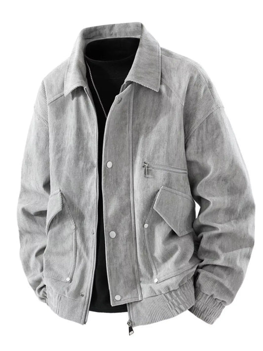 Men's Plus Size Casual Corduroy Snap-Down Jacket by Partner Label