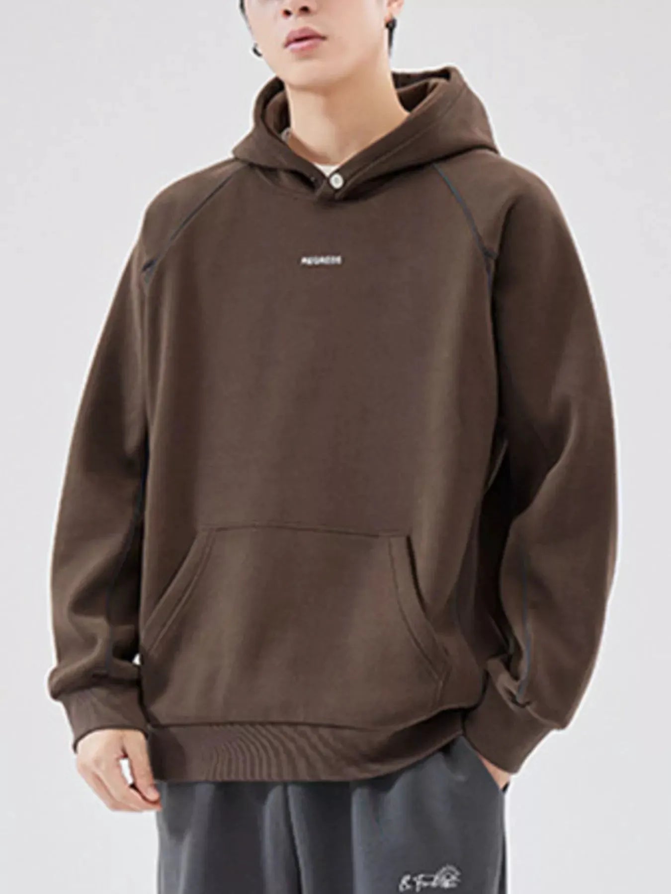 Men's Plus Size Kangaroo Pocket Raglan Sleeve Hoodie by Partner Label