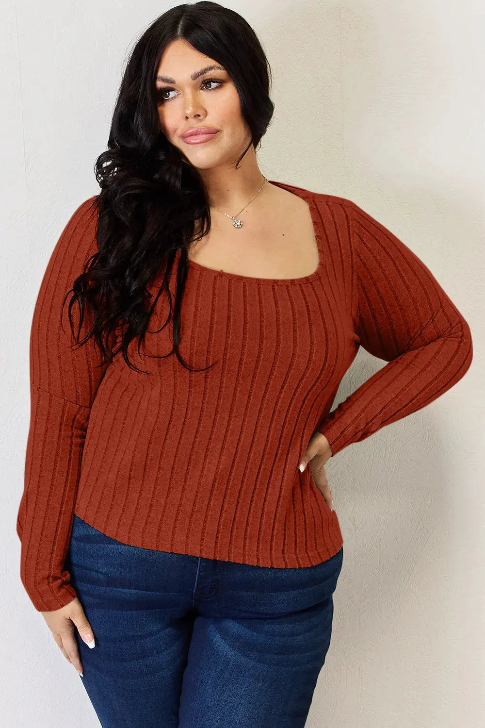 Basic Bae Full Size Ribbed Long Sleeve T‑Shirt | Partner Labels Selection by Partner Label