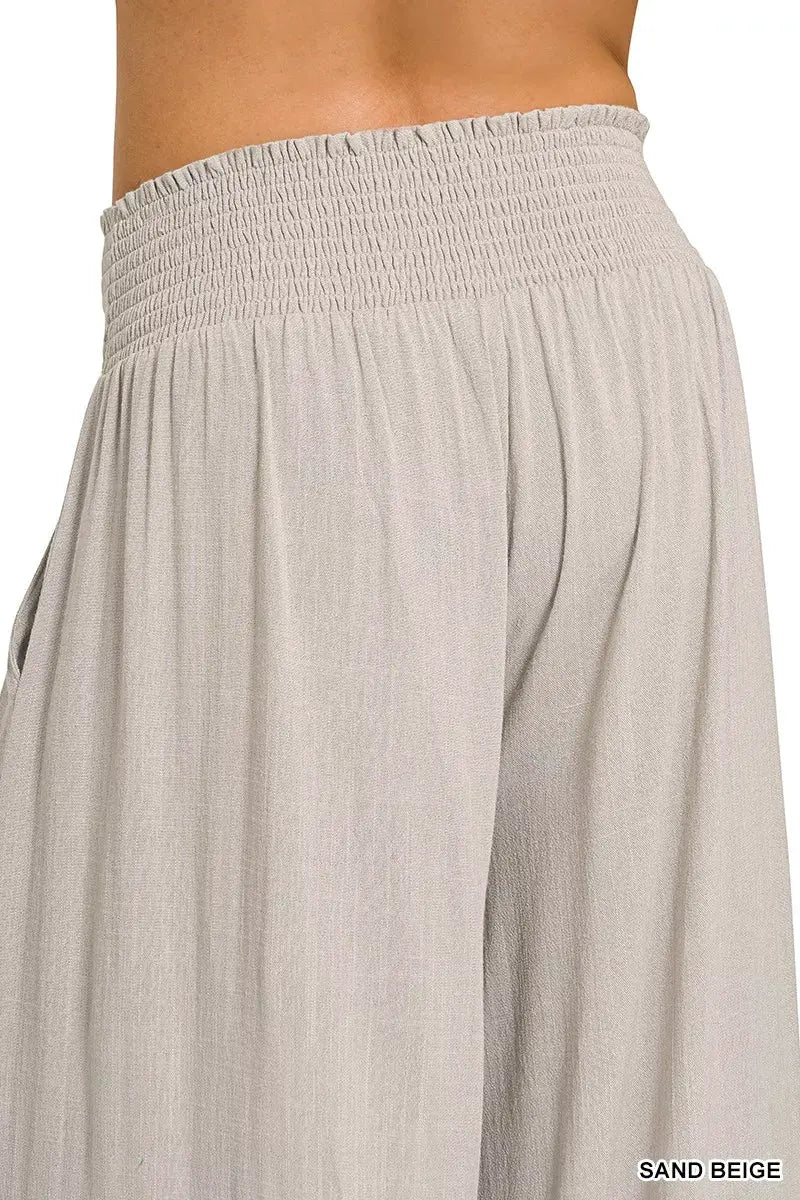 Zenana Smocked Waistband Wide Leg Lounge Pants by Zenana