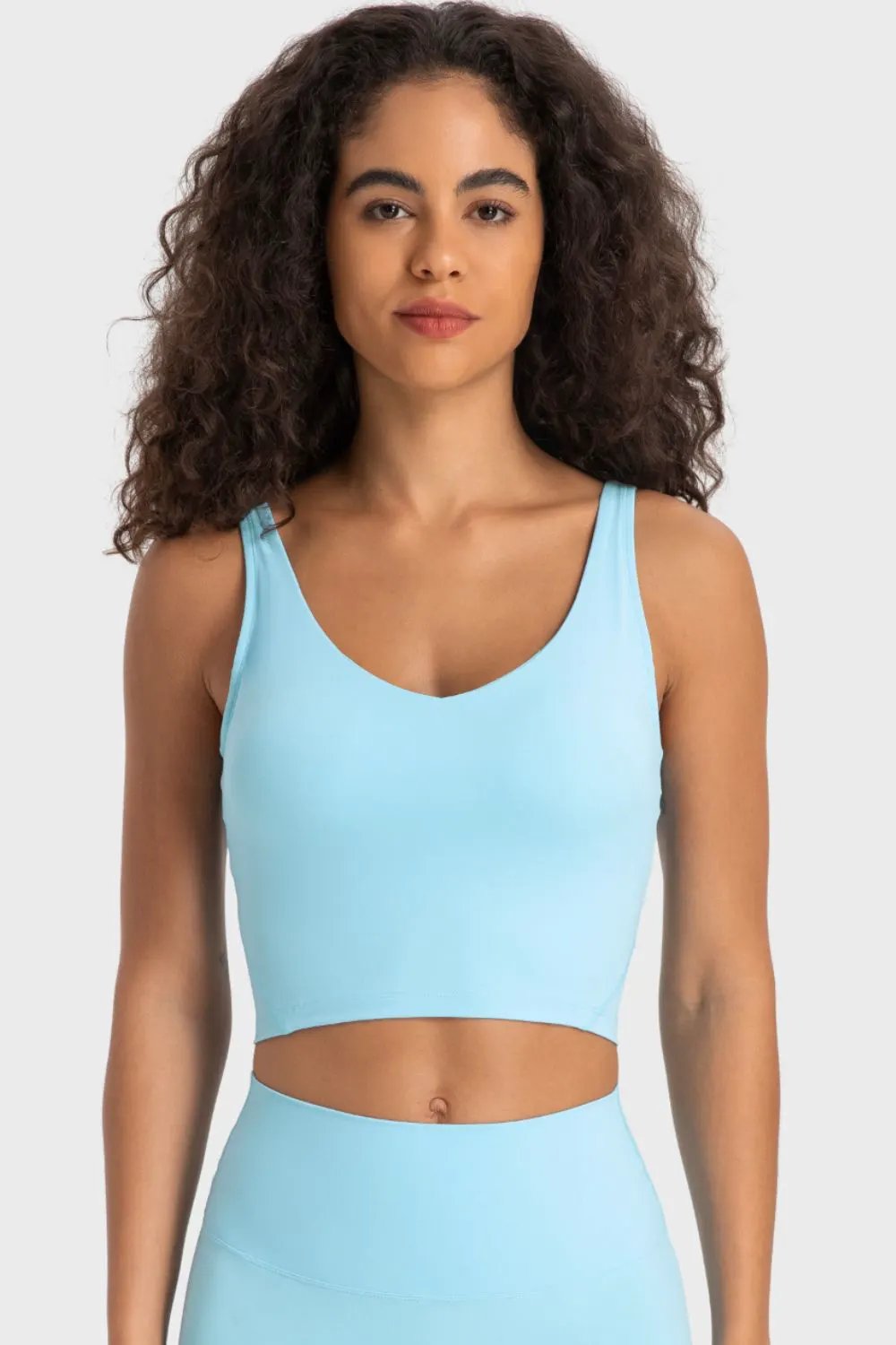 Millennia Deep V-Neck Crop Sports Bra by Millennia