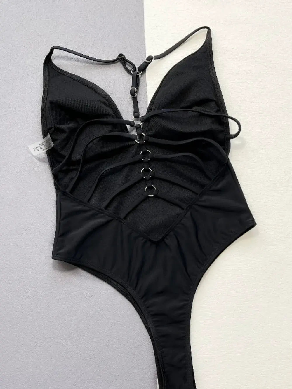 Cutout Plunge Spaghetti Strap One-Piece Swimwear by Partner Label
