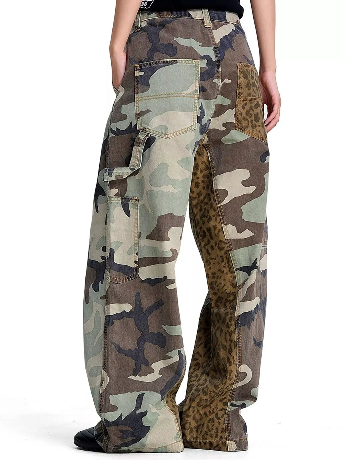 Men's Camouflage Leopard Patchwork Cargo Pants by Partner Label