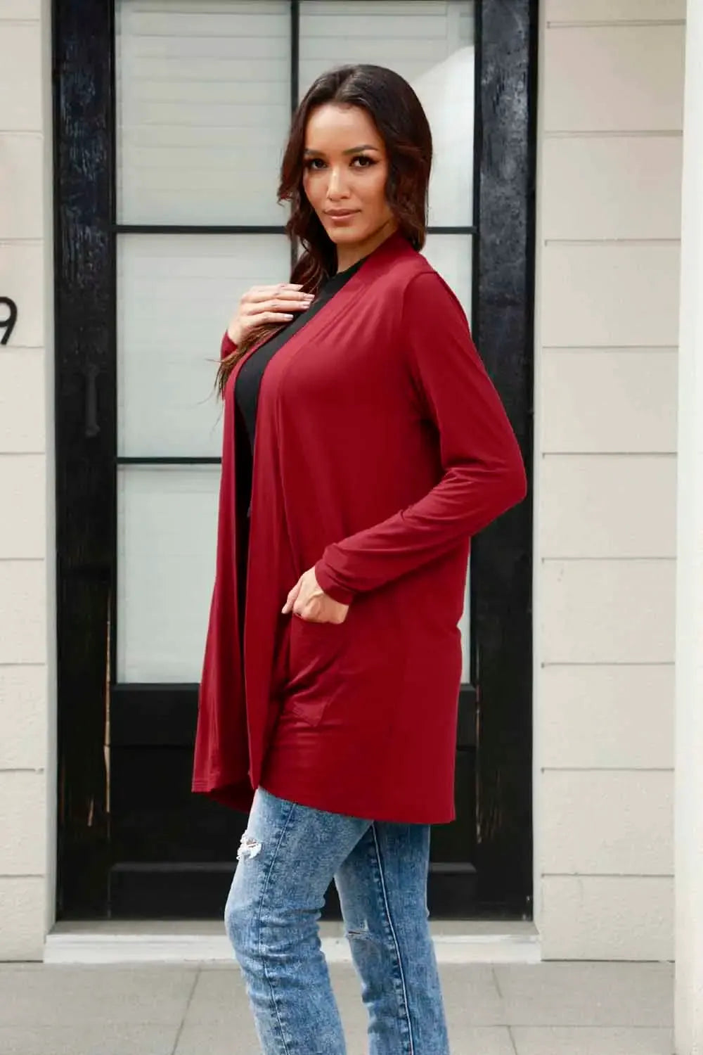 Basic Bae Full Size Open Front Long Sleeve Cardigan with Pockets | Partner Labels Selection by Partner Label