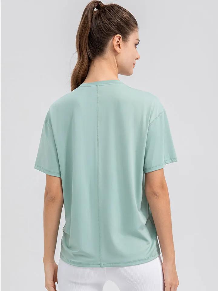Round Neck Short Sleeve Active Top by Partner Label