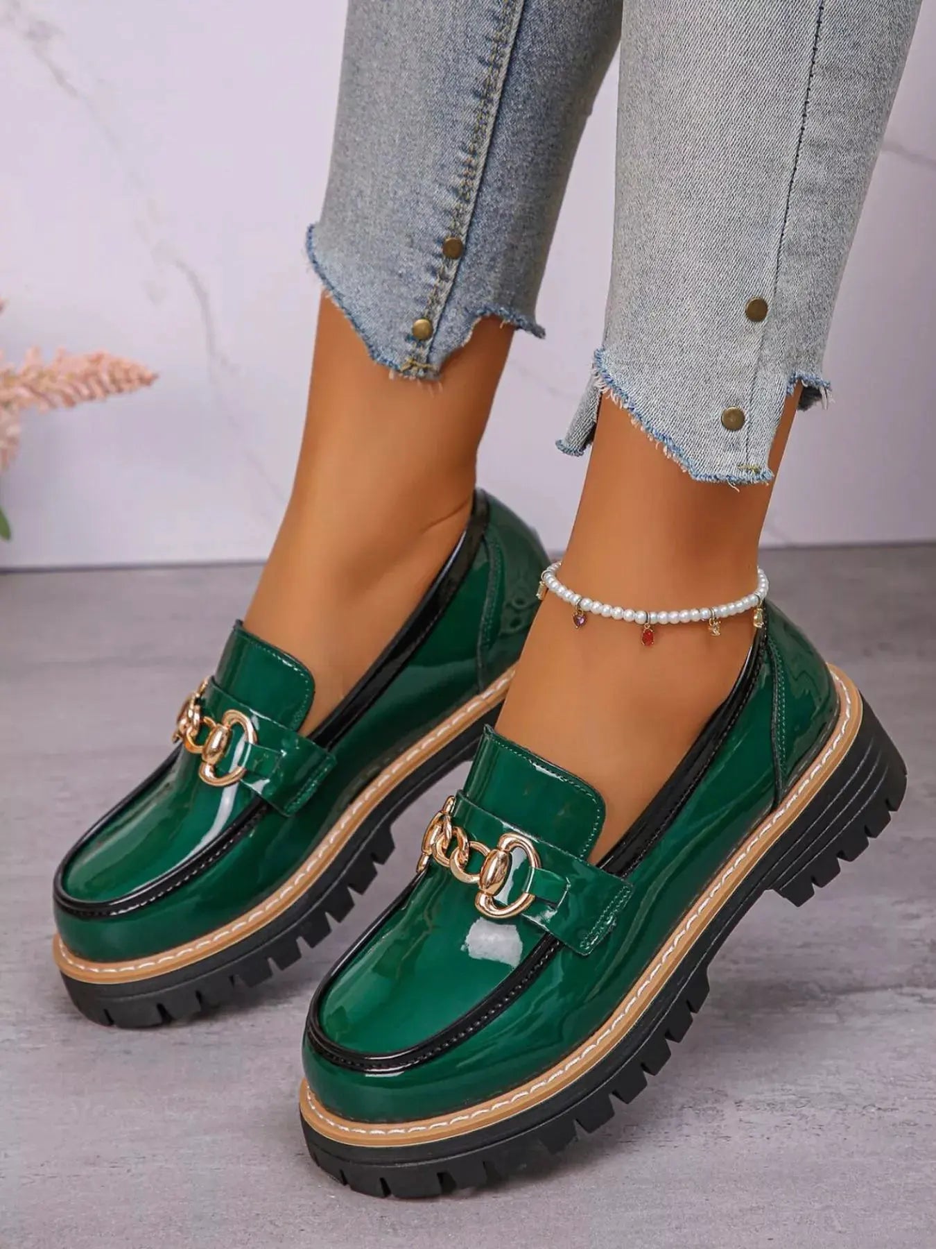 Round Toe Platform Loafers by Partner Label