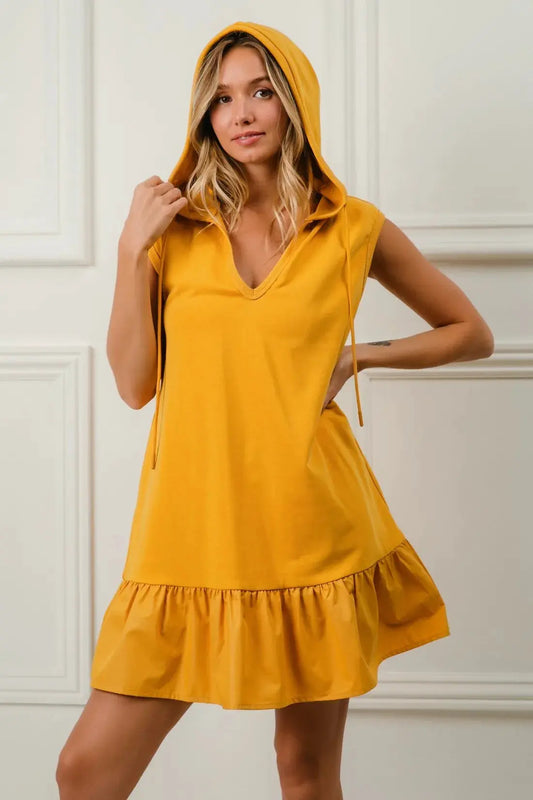 BiBi Ruffled French Terry Hooded Dress by BiBi