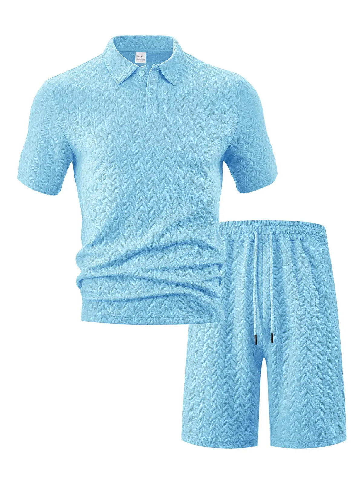 Men's Full Size Textured Polo Shirt and Shorts Set Plus Size by Trendsi
