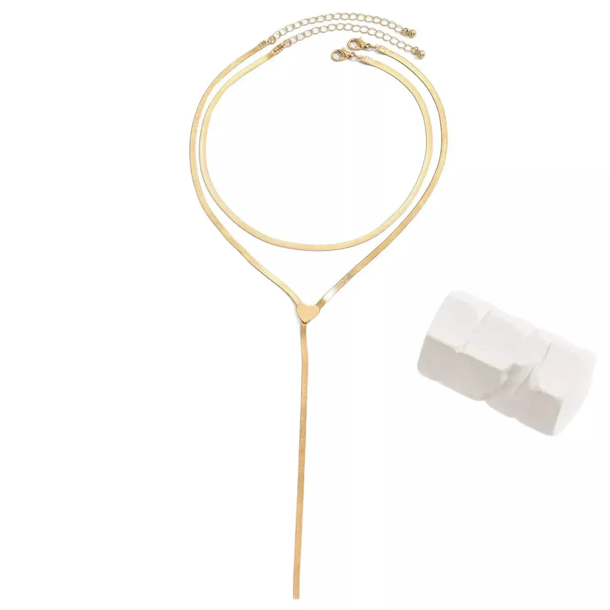 2 Piece 18K Gold-Plated Heart Necklace by Partner Label