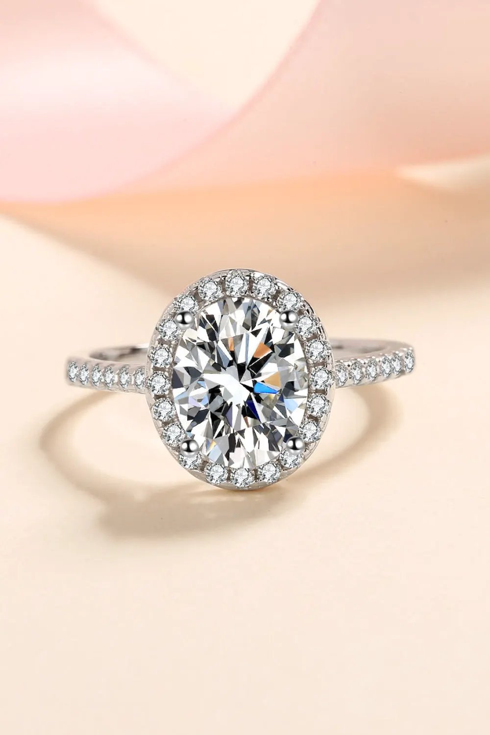 2 Carat Moissanite 925 Sterling Silver Halo Ring by Partner Label