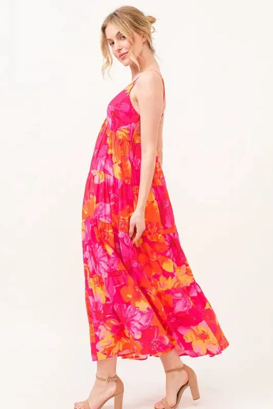 And The Why Floral Tiered Maxi Cami Dress with Pockets by And The Why