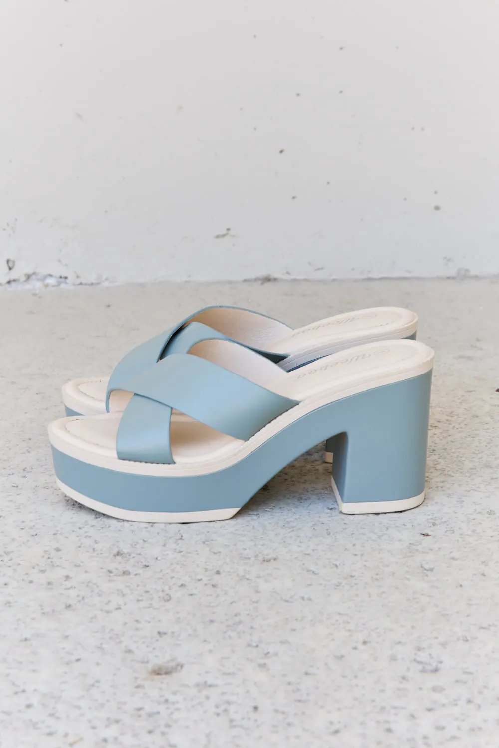Weeboo Cherish The Moments Contrast Platform Sandals in Misty Blue by Weeboo