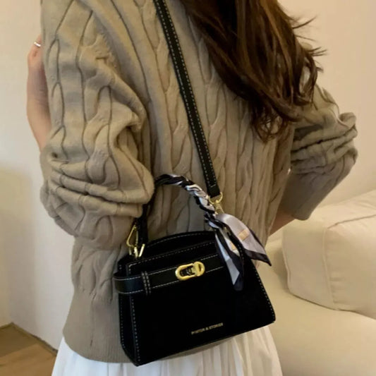 Suede Mini Crossbody Bag with Leather Strap by Partner Label