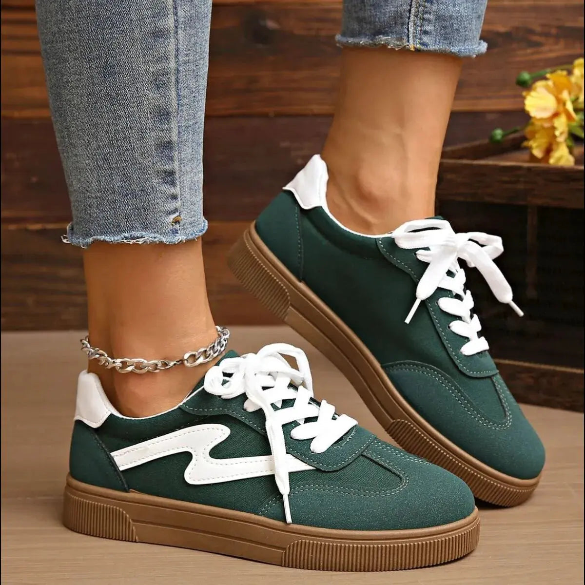 Round Toe Lace Up Sneakers by Partner Label