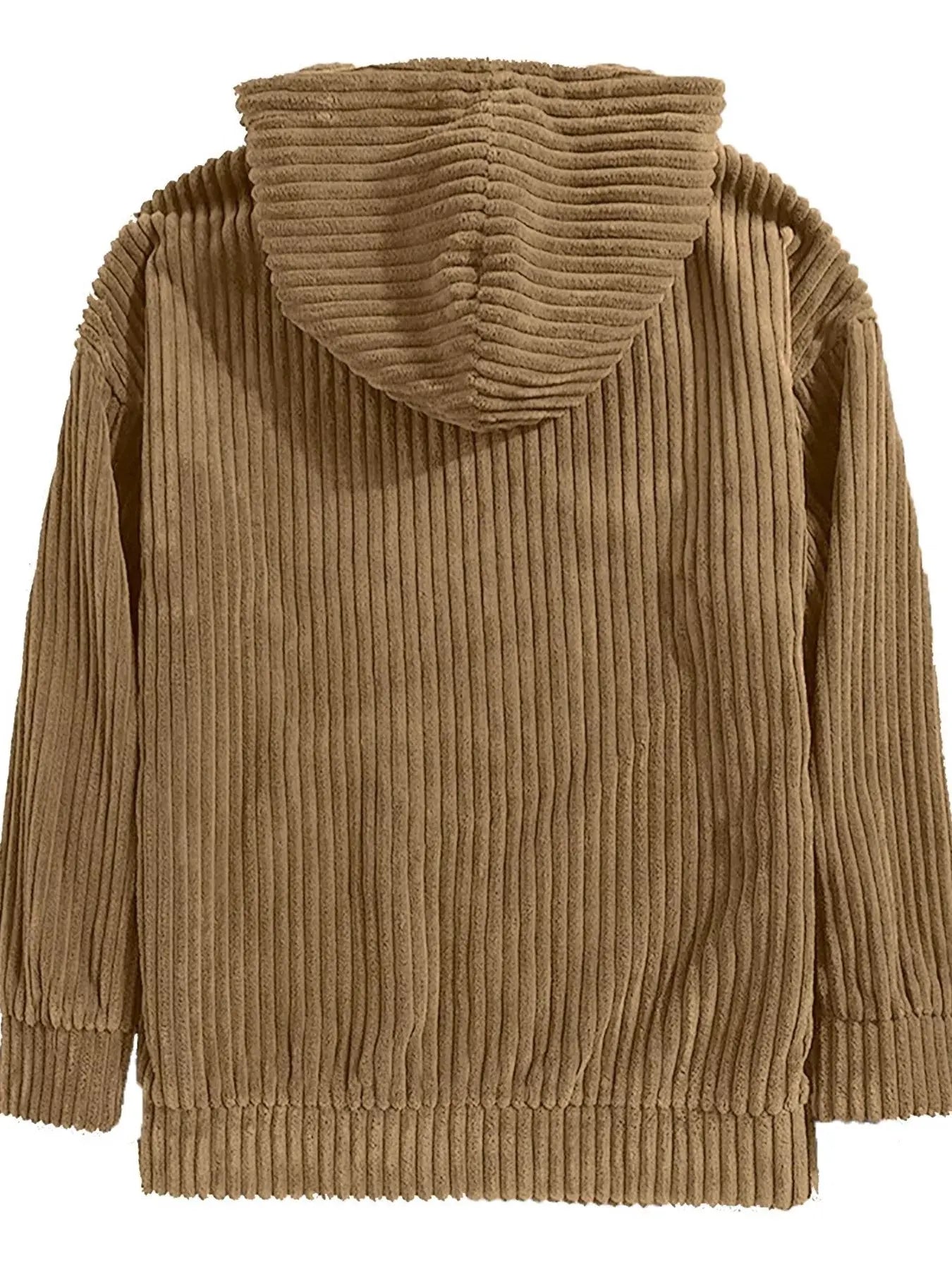 Men's Full Size Casual Corduroy Hoodie Plus Size by Trendsi