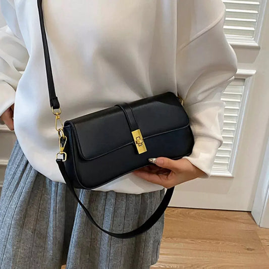 Rectangular Crossbody Bag with Golden Buckle by Partner Label