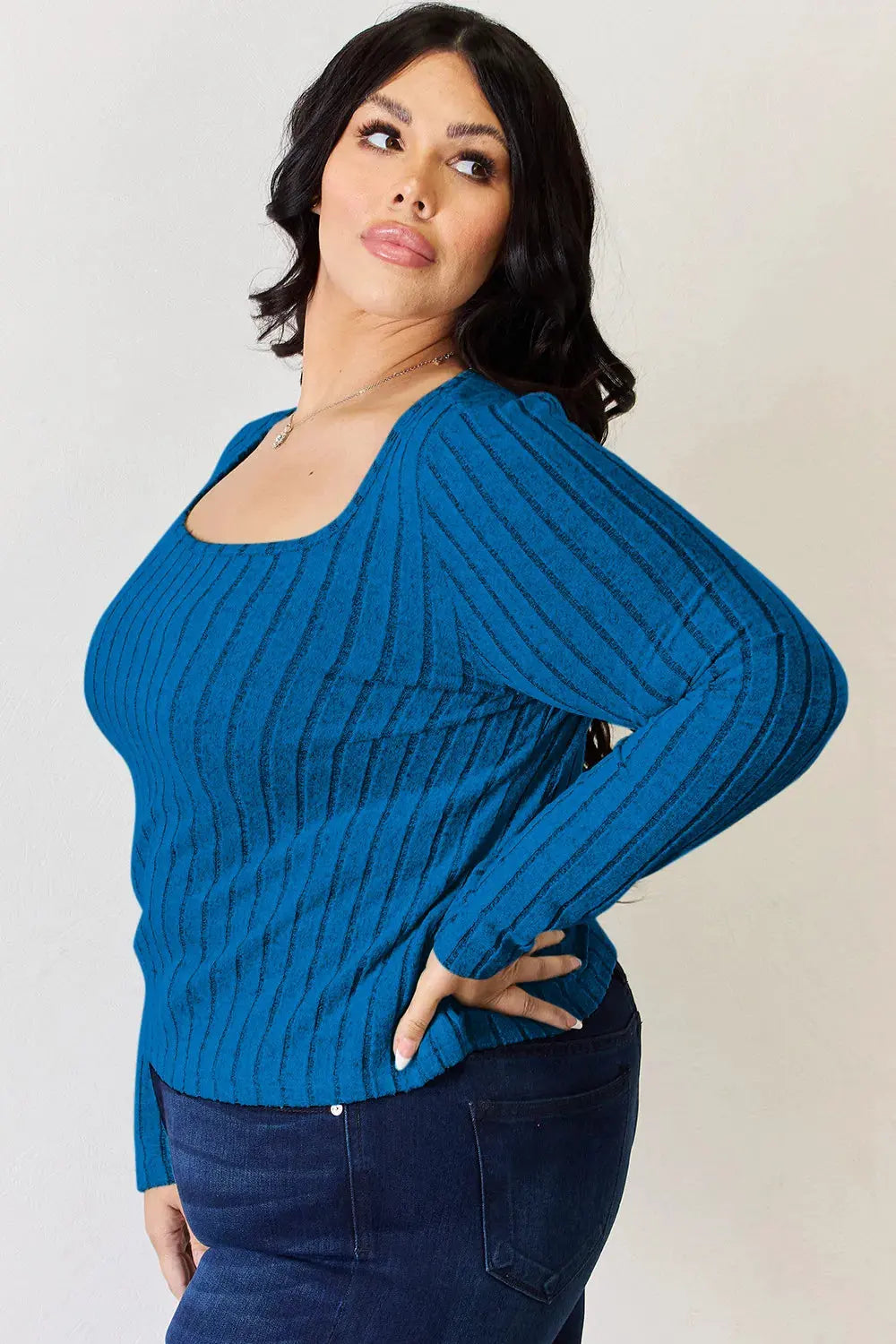 Basic Bae Full Size Ribbed Long Sleeve T‑Shirt | Partner Labels Selection by Partner Label