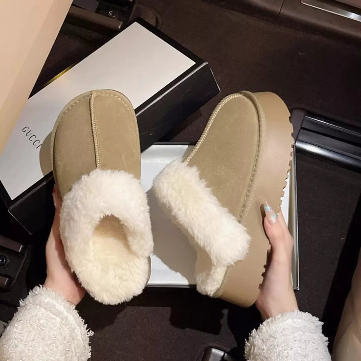 Round Toe Platform Slippers by Partnel Label