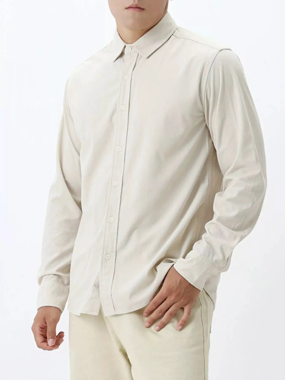 Men's Plus Size Button Up Long Sleeve Shirt by Trendsi
