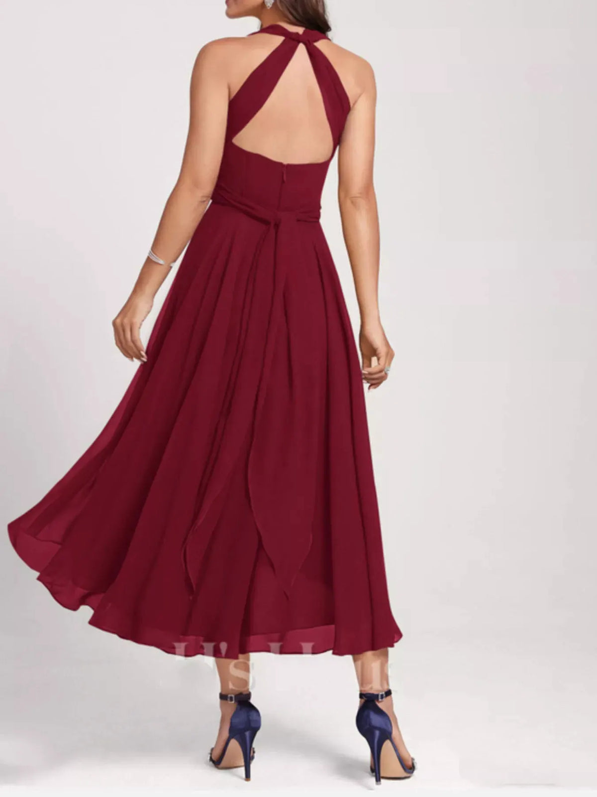 Ruched A-Line Midi Dress by Partner Label