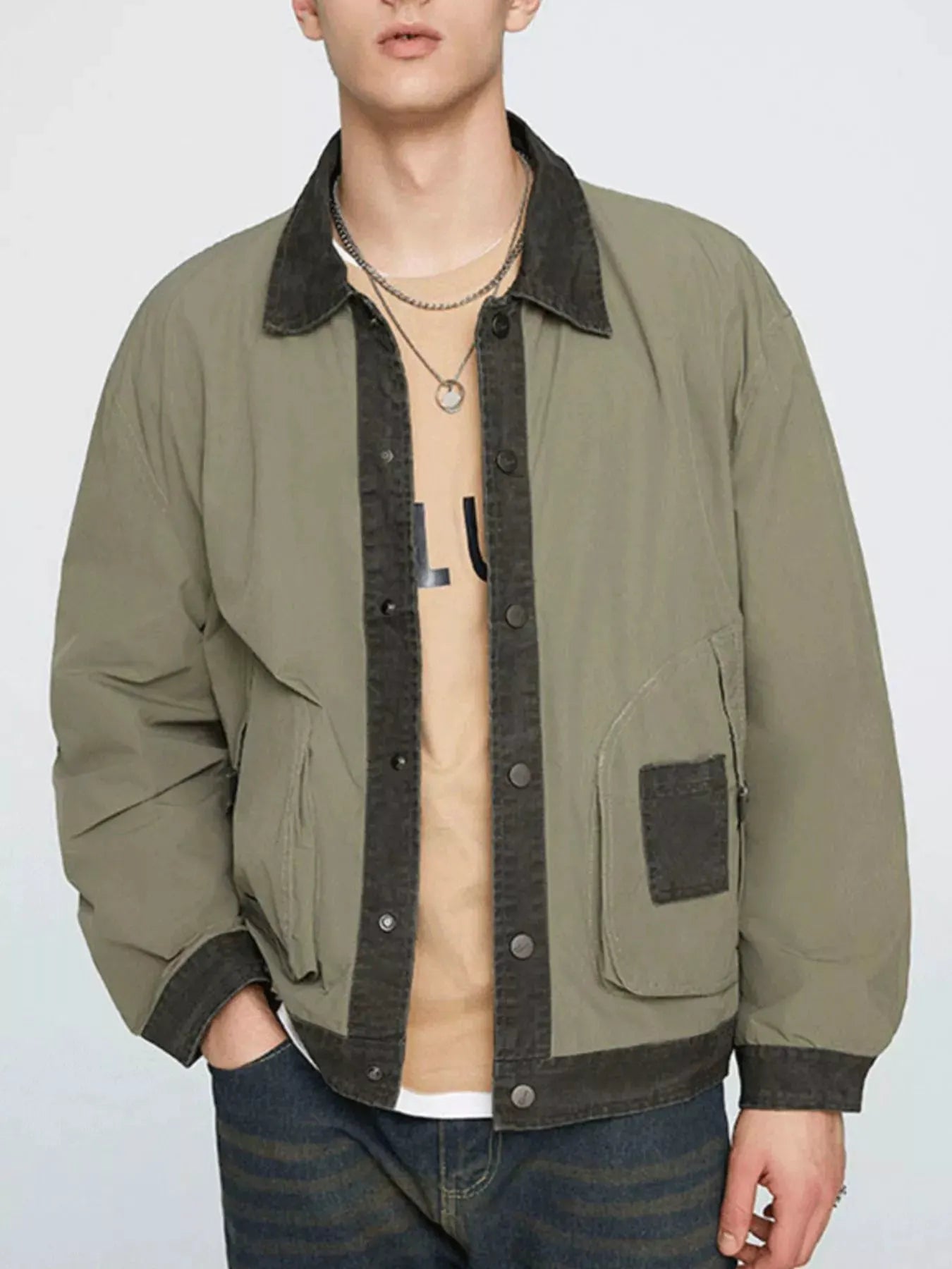 Men's Plus Size Snap Down Long Sleeve Jacket by Partner Label