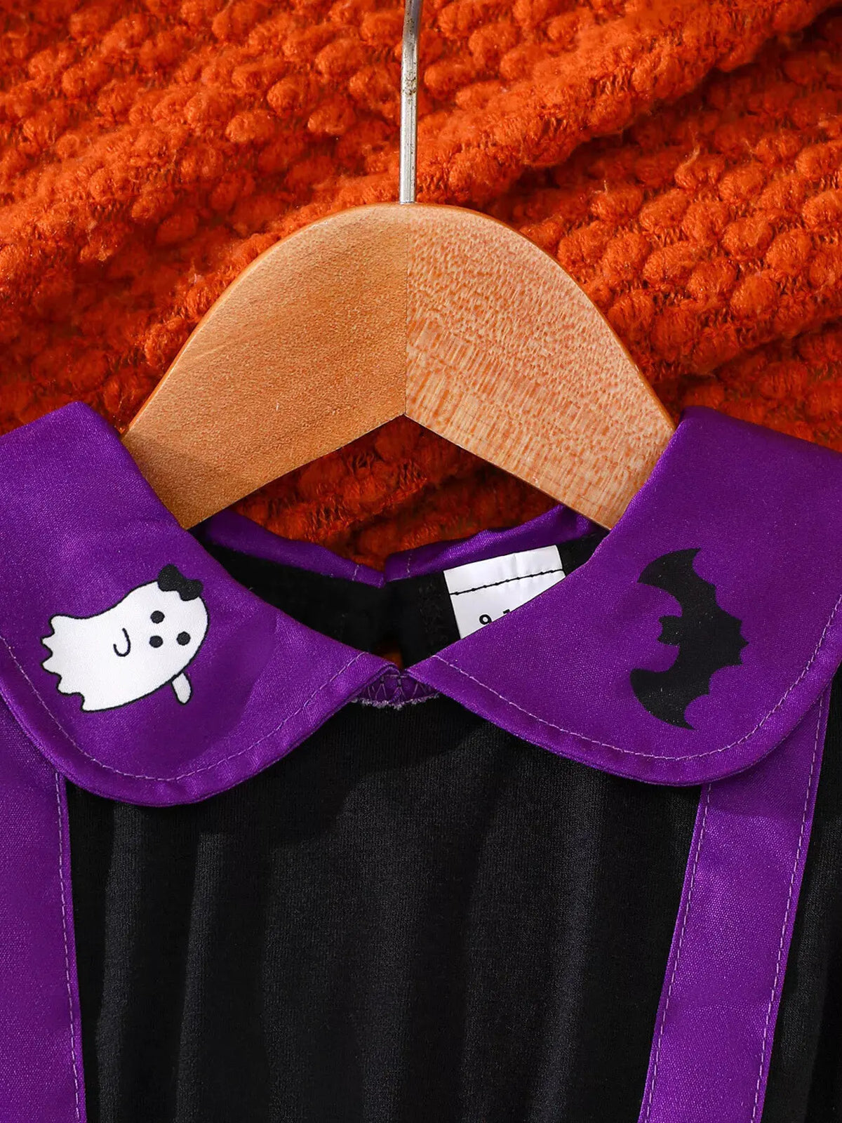 Children's Halloween Spiderweb Print Peter Pan Collar Dress by Trendsi