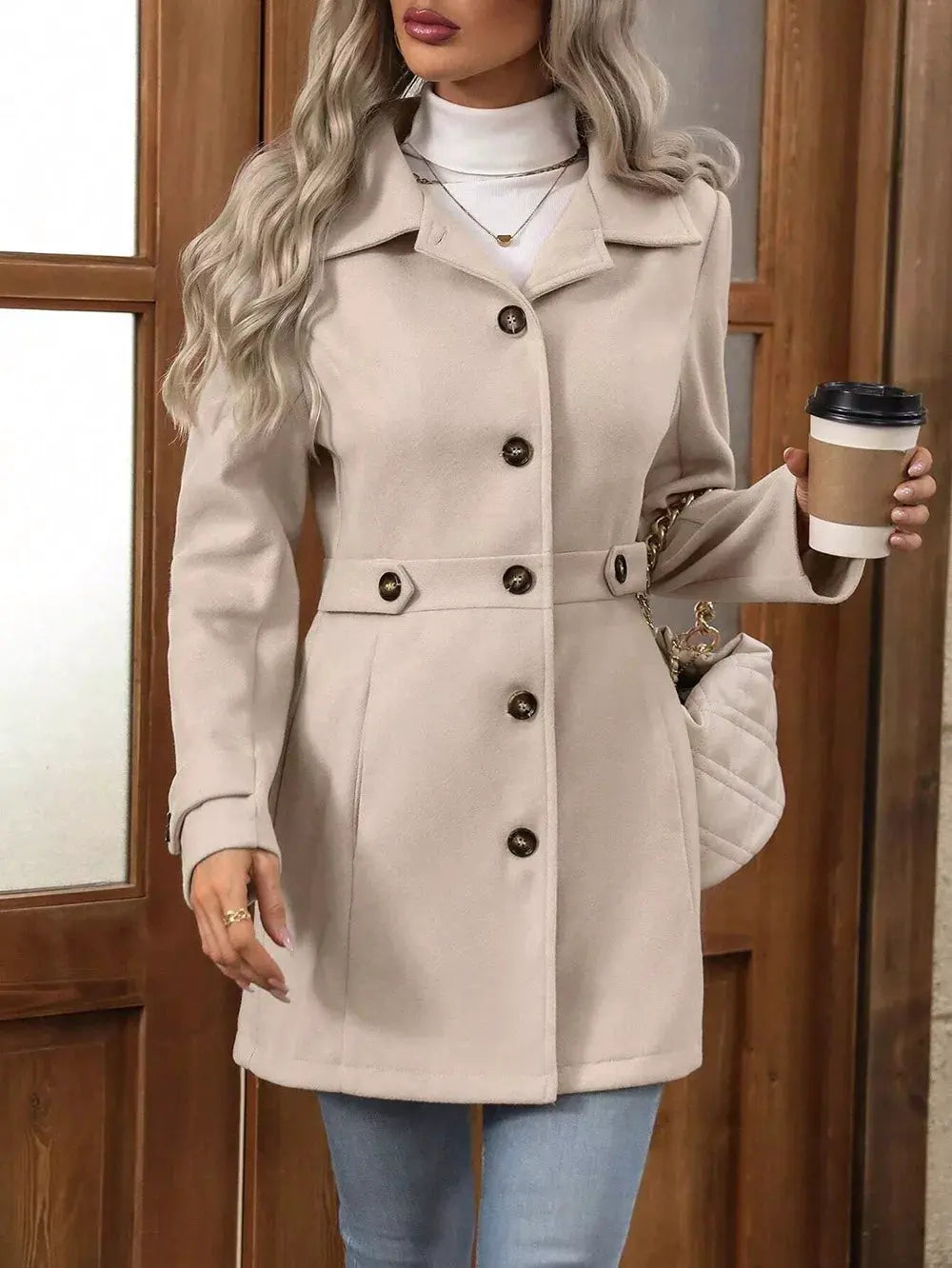Collared Neck Button Up Coat | Partner Labels Selection by Partner Label