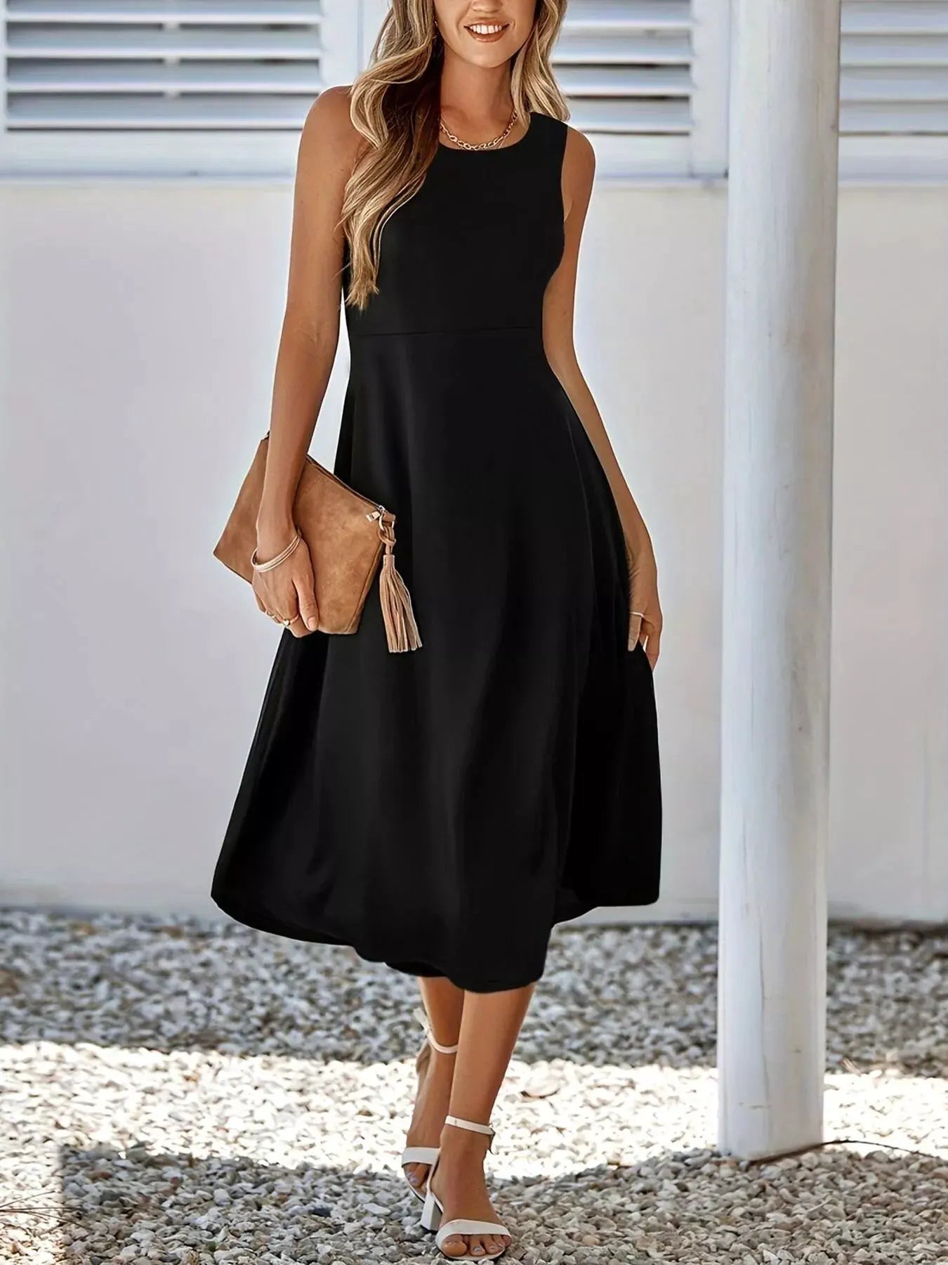Sleeveless A-Line Midi Dress by Partner Label