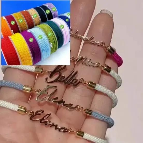 Personalized Colorful Rope Chain Custom Name Bracelet Personalized Adjustable Name Jewelry For Girls by Maiden-Art