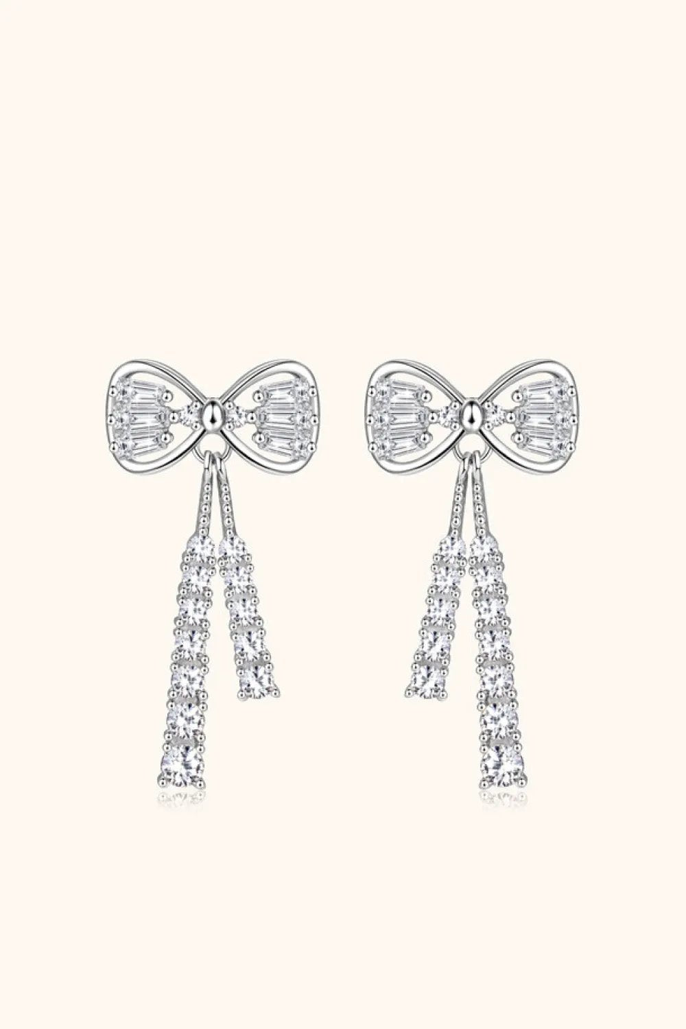 1.12 Carat Moissanite 925 Sterling Silver Bow Earrings by Partner Label