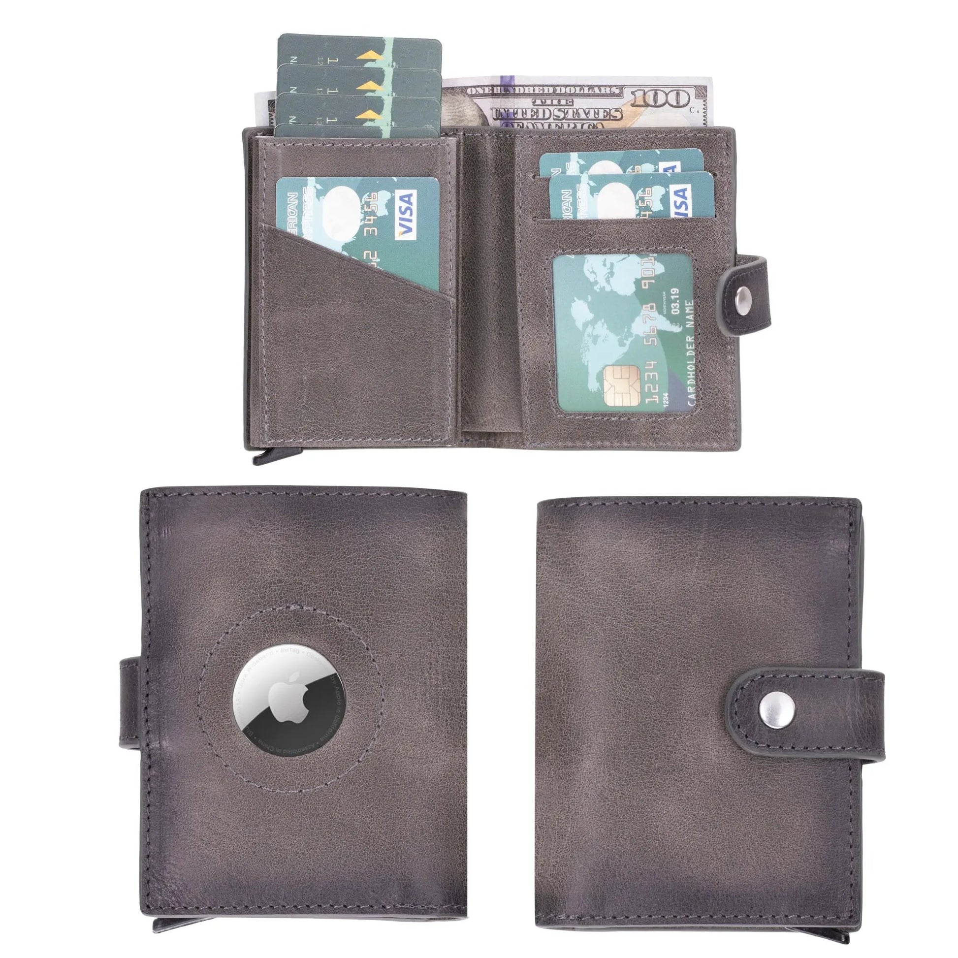 Douglas Genuine Leather Pop-Up Wallet with AirTag Slot - RFID Blocking Cardholder by TORONATA
