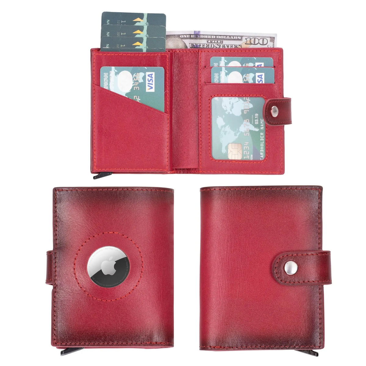 Douglas Genuine Leather Pop-Up Wallet with AirTag Slot - RFID Blocking Cardholder by TORONATA