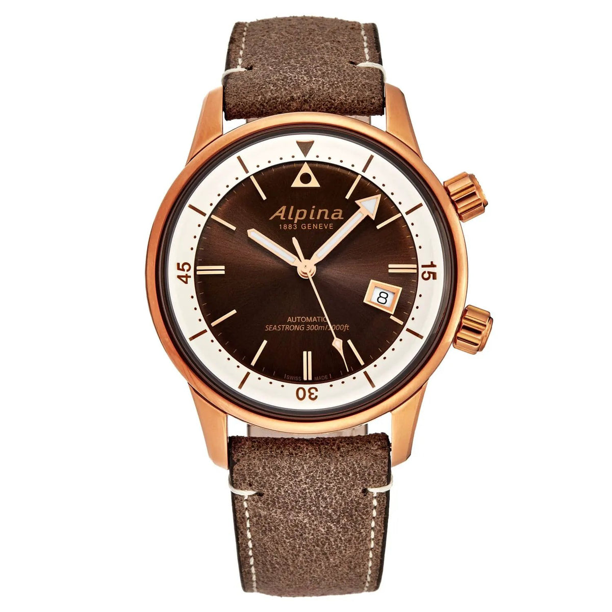 Alpina Men's AL525BRC4H4 'Seastrong' Diver Heritage Brown Dial Bronze by Rose Quartz