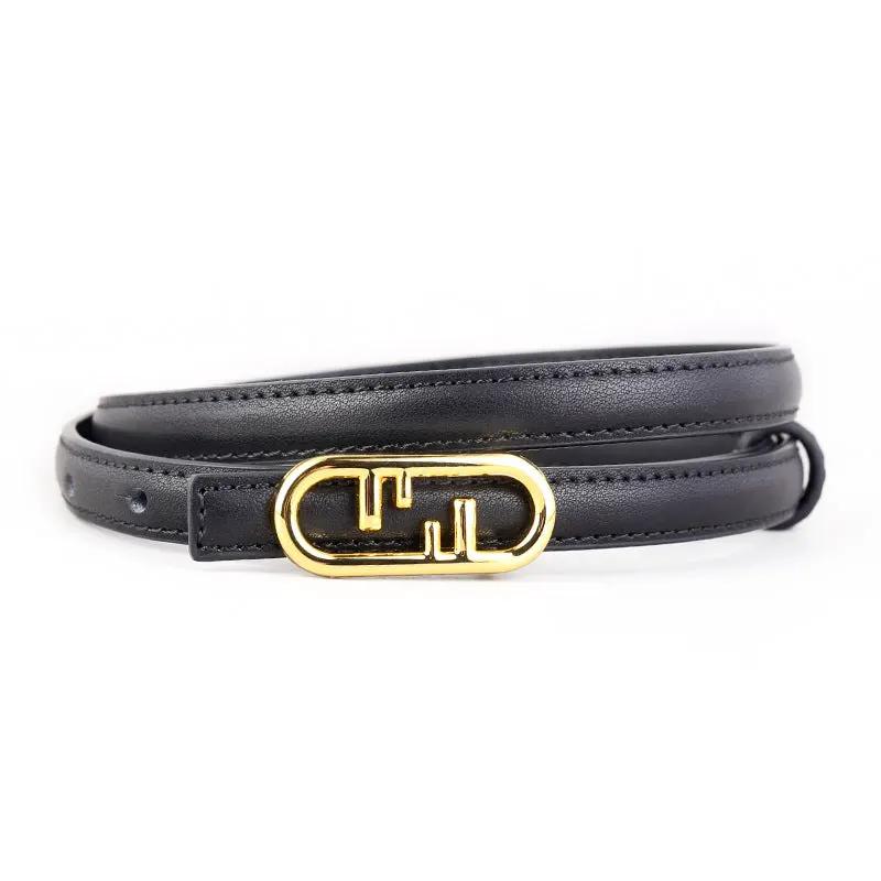 Buckle Leather Skinny Belt by Trendsi
