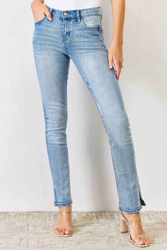Kancan Full Size Mid Rise Y2K Slit Bootcut Jeans by Kancan