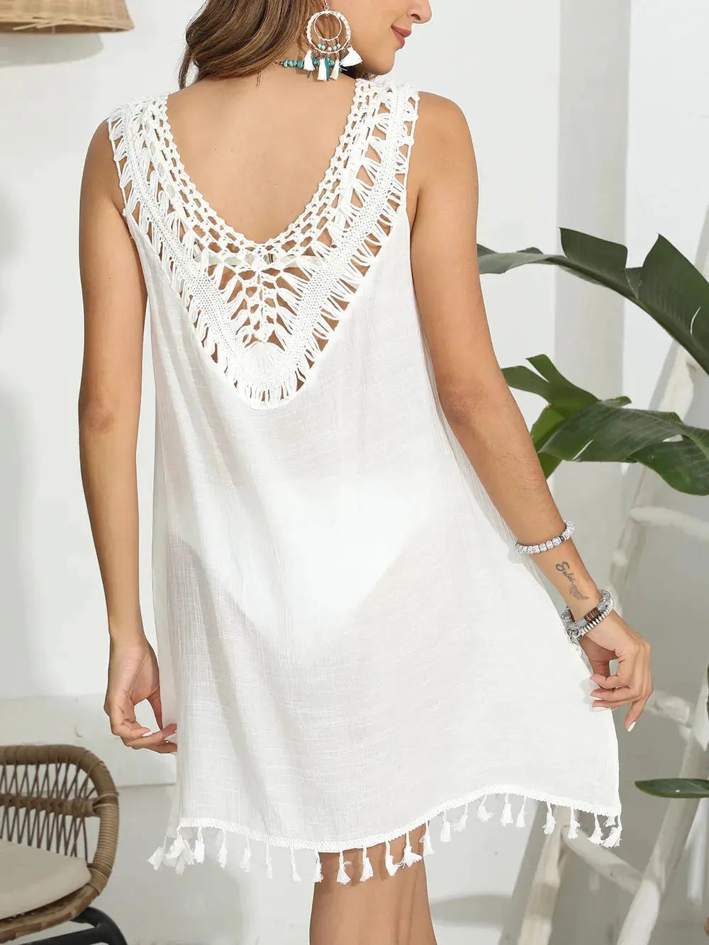Tassel Scoop Neck Wide Strap Cover-Up by Partner Labels