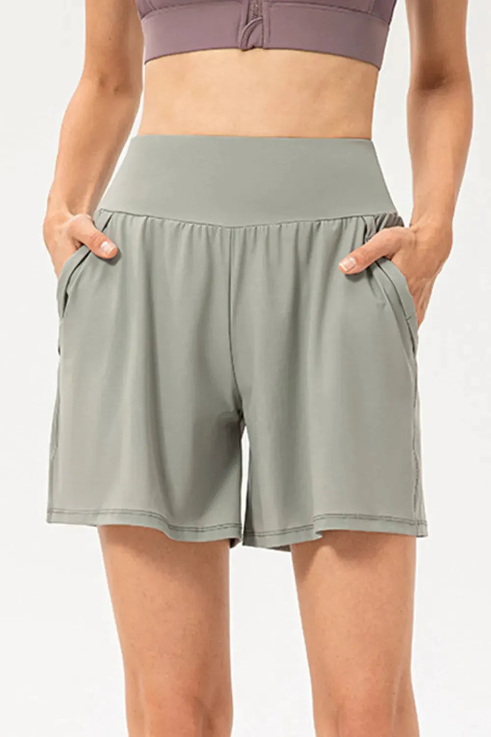 Pocketed Elastic Waist Active Shorts by Partner Label