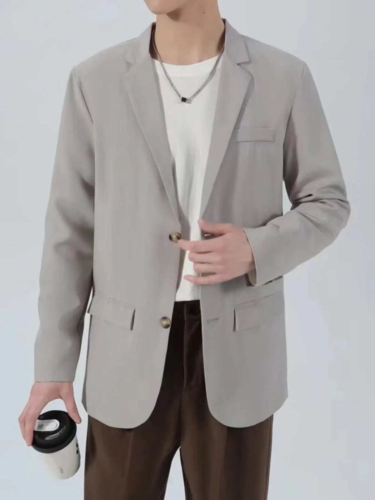 Men's Plus Size Classic Fit Two-Button Blazer by Trendsi