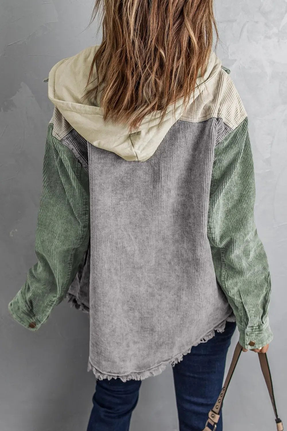 Snap Front Hooded Corduroy Shacket by Partner Label