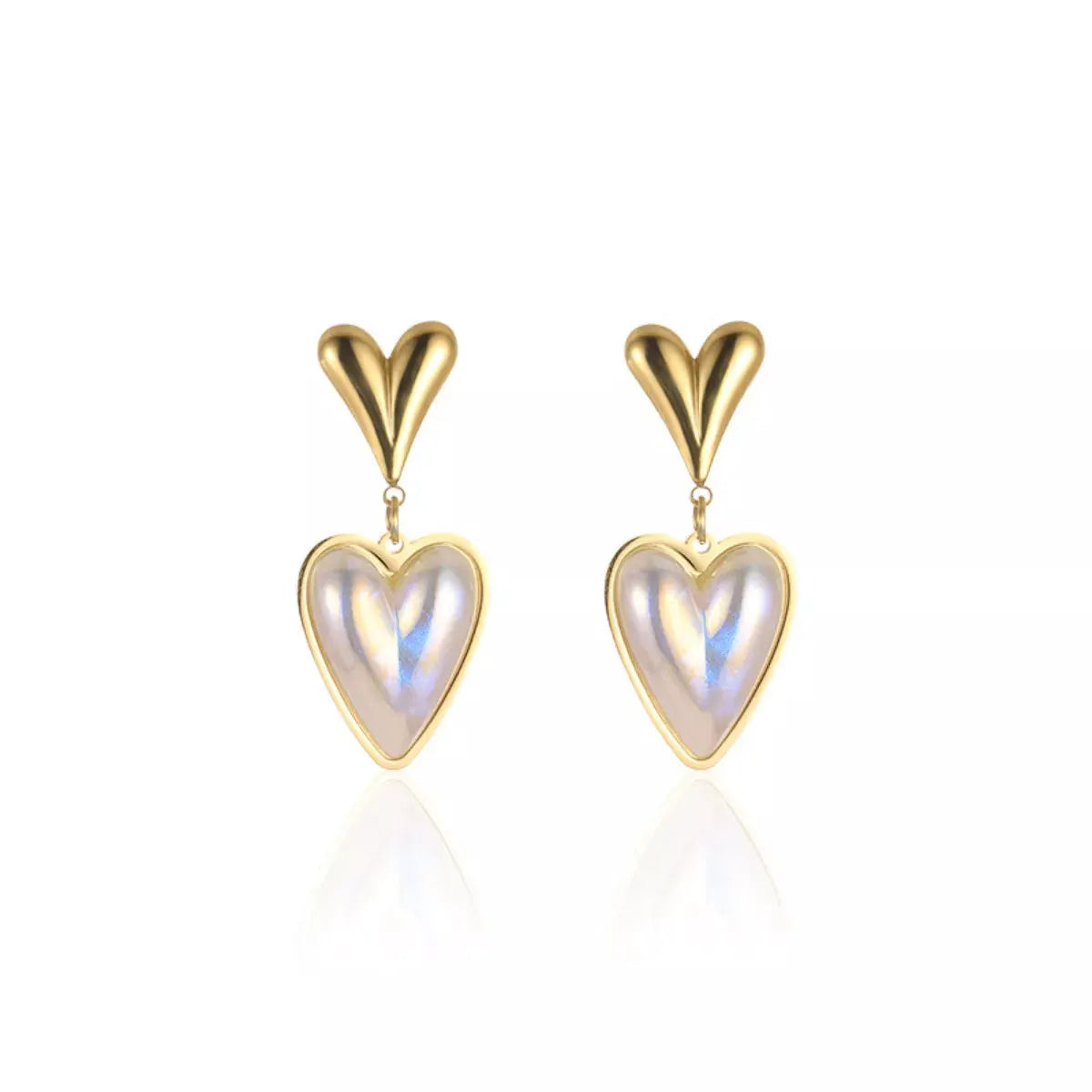 Heart-Shaped Pearl Drop Earrings by Partner Label