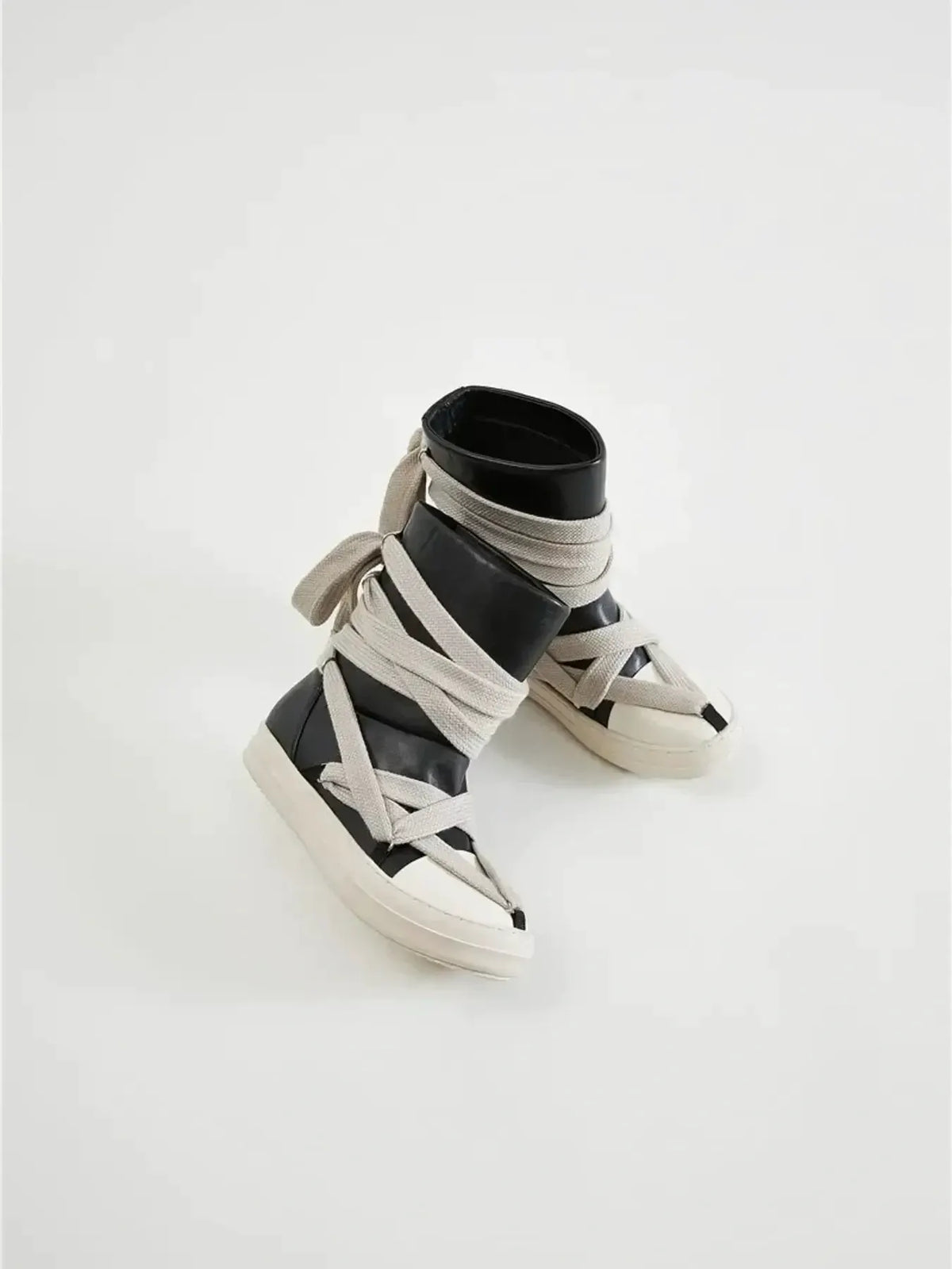 Lace-Up Round Neck Sneaker Boots by Partner Label