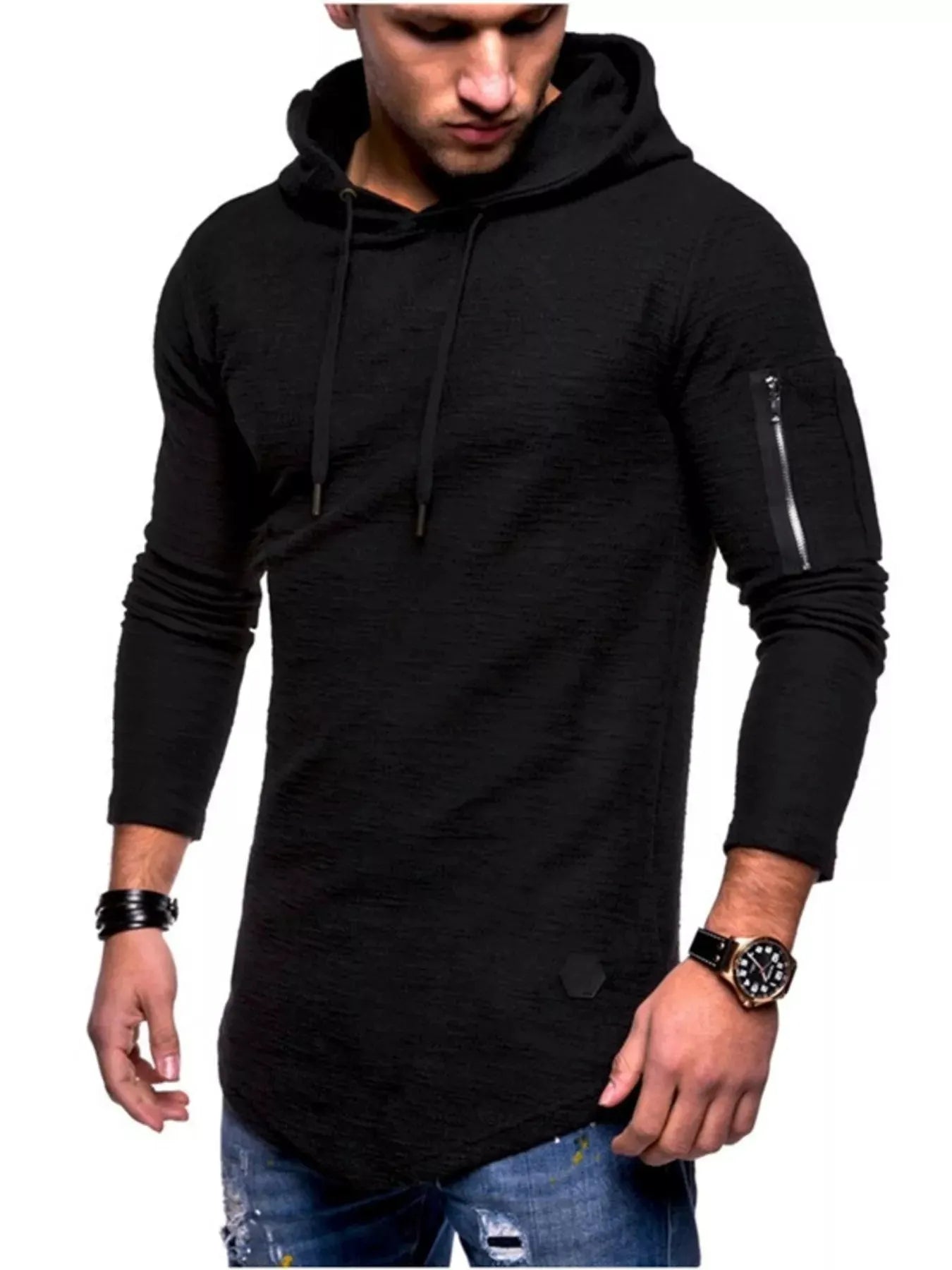 Men's Plus Size Casual Slim Fit Long Sleeve Hoodie by Partner Label