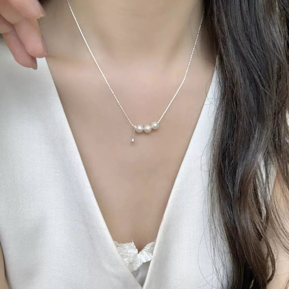 Freshwater Pearl 925 Sterling Silver Necklace by Partner Labels